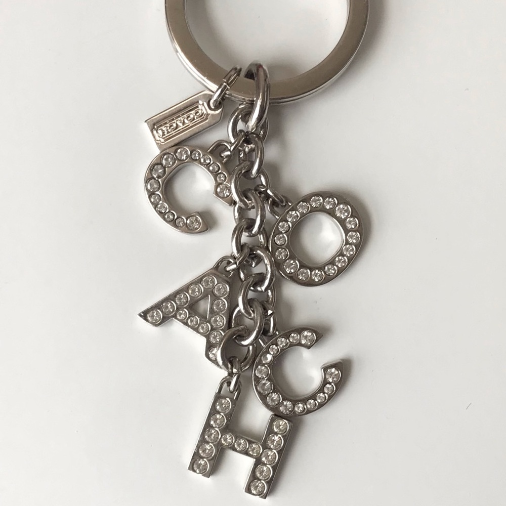 Coach Silver Crystal 'COACH' Letter Keychain - Picture 4 of 10